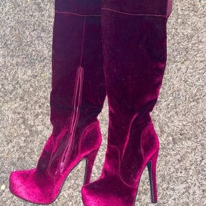 Velvet Thigh High boots